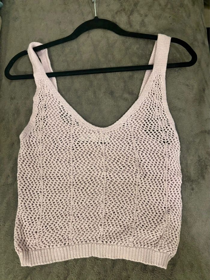 Débardeur crochet lilas Lefties – Taille S - photo numéro 2