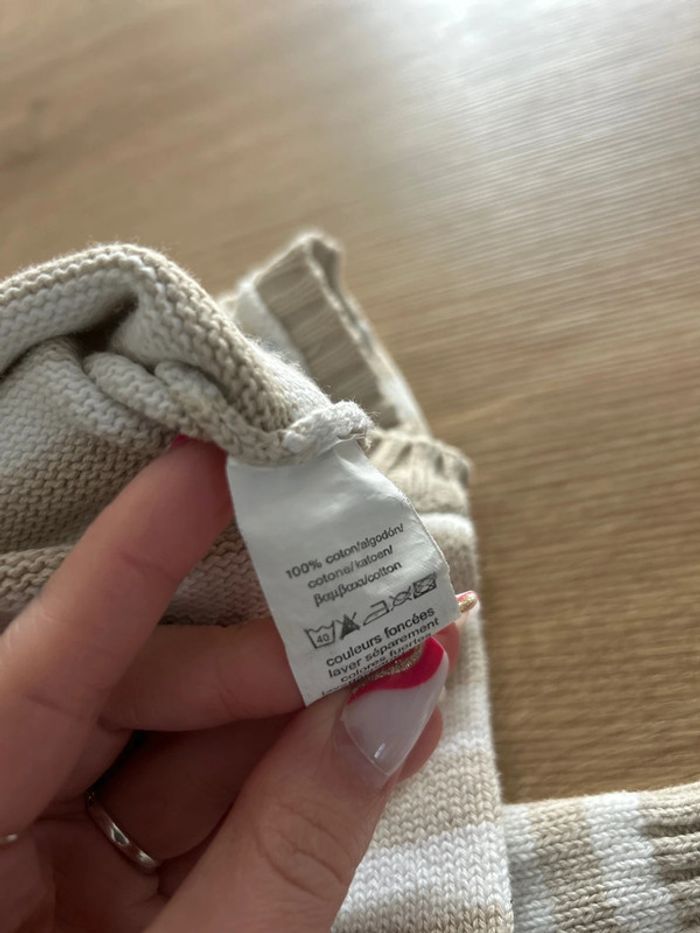 Pull marinière beige et blanc TEX - photo numéro 5