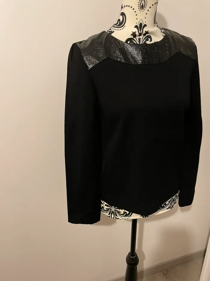 Blouse noire chic en simili cuir - La Redoute - Taille 36 - photo numéro 3