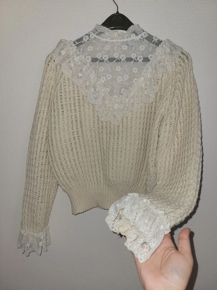 Pull tricot romantique avec volants beige zara - photo numéro 7