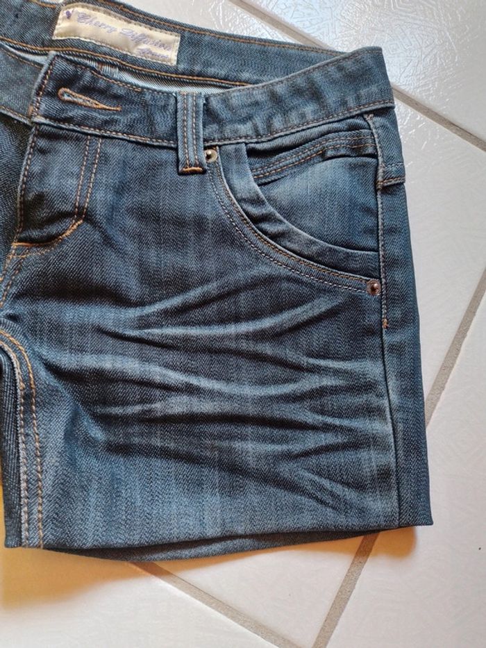 Short en simili jeans femme bleu Cherry - photo numéro 10