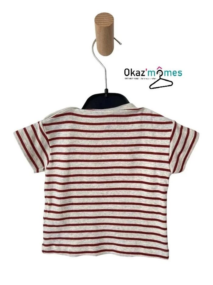 T-shirt marinière beige chiné - Petit Bateau 3 mois (60cm) - photo numéro 3