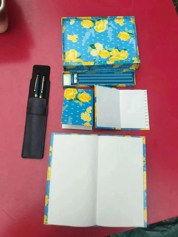 Lot boite de rangement // 2 stylos + carnet + Répertoire //