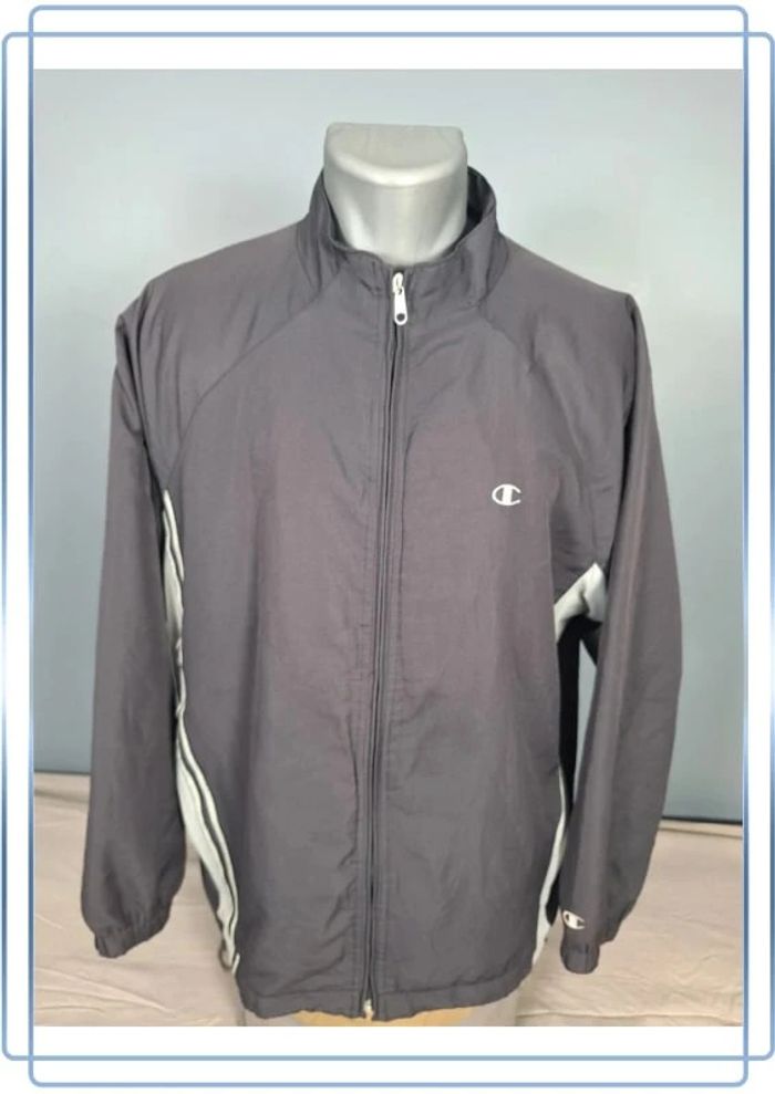 veste vintage champion - anthracite homme taille L - brodé (436)