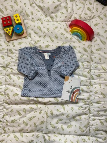 blouse manches longues bleu motifs marine 6 mois obaibi