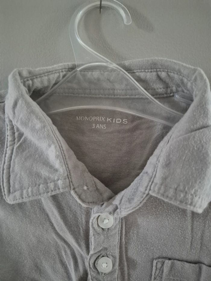 Polo coton gris clair 3 ans manches courtes monoprix - photo numéro 2