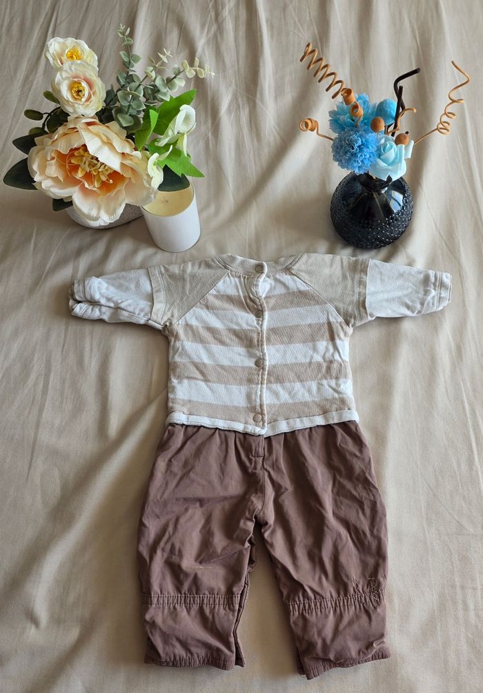 Petit Kimbaloo Combinaison Coton Marron Beige Très bon état 3 mois - photo numéro 2