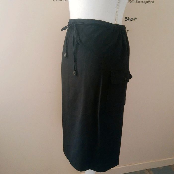 Jupe longue en lin noir taille Élastique - photo numéro 3