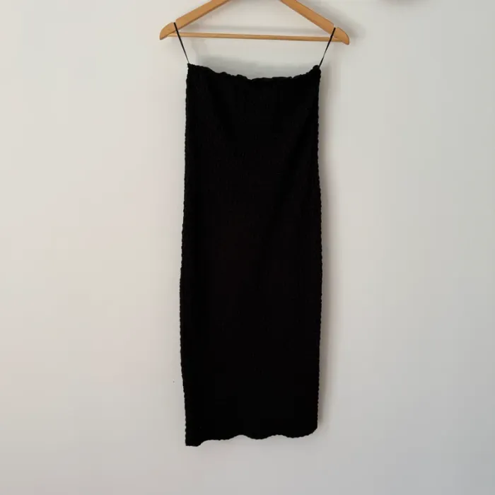 Robe bustier noire texturée Zara Taille L - photo numéro 4