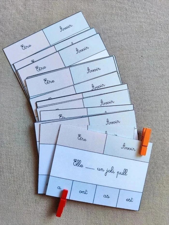 32 cartes à pinces être et avoir au présent - photo numéro 2