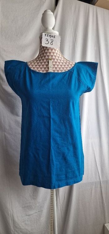 Blouse, bleu électrique, en très très bon état, en coton, longueur 61cm