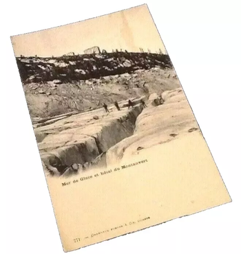 Carte postale ancienne Chamonix (Haute-Savoie) Mer de Glace et Hôtel Montanvert