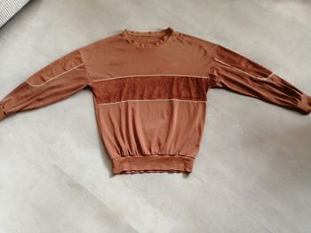 sweat fin marron clair bi matière