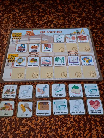 Tableau de routine enfant engin de chantier