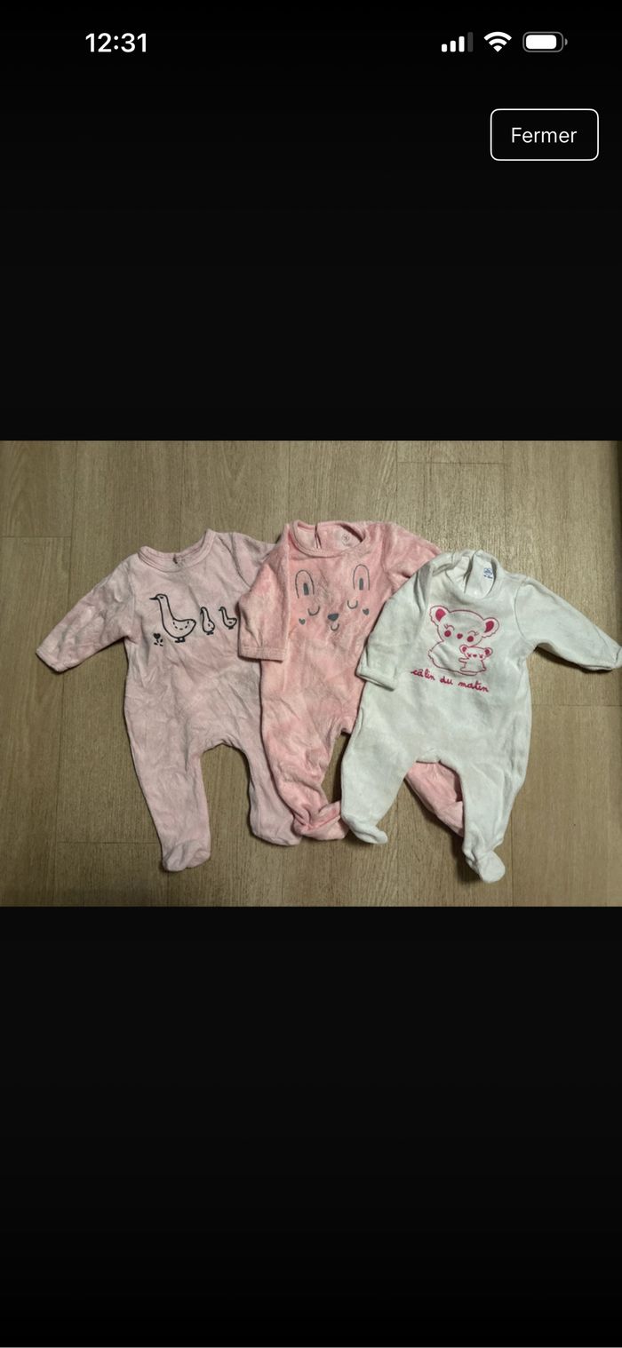 Lot de pyjamas bébé filles 0-3 mois - photo numéro 2