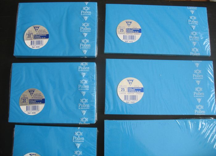 LOT DE PAPETERIE : CARTES + ENVELOPPES + PAPIER BLEU TURQUOISE "POLLEN BY CLAIREFONTAINE" - NEUF - - photo numéro 2