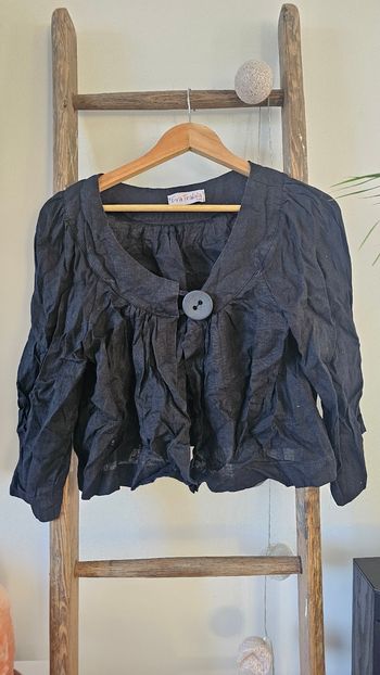 Veste en lin noire taille 38 M