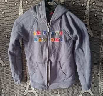 Gilet zippé gris à capuche 10ans