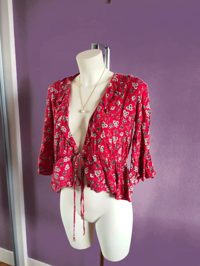 Blouse fleurie Mango rouge Achat occasion Blouses manches