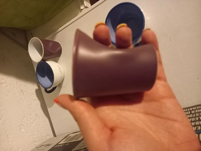 Lot de 4 petits tasses à café 2 bleues et 2 violettes - photo numéro 4