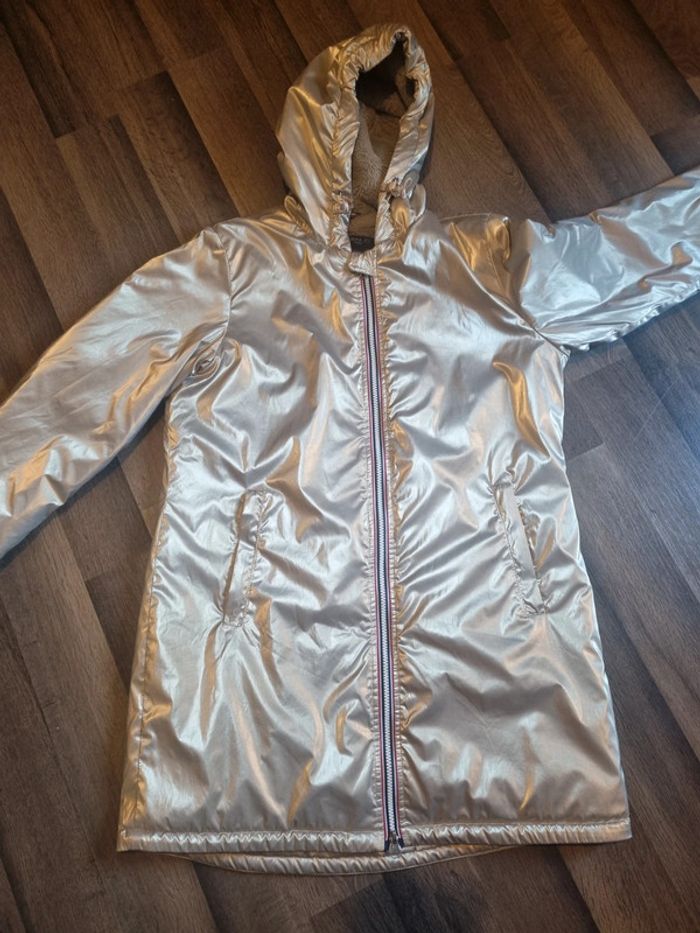 Manteau / Parka longue imperméable fourrée dorée. Laura Jo. Taille L. TBE