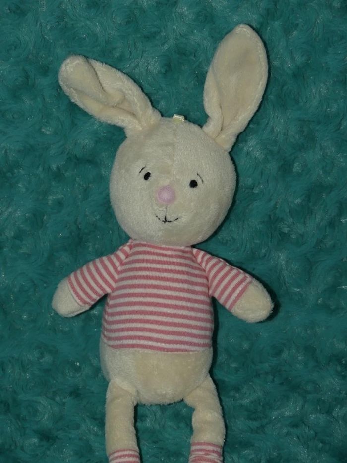 Doudou lapin blanc cassé rose Jellycat , tbe - photo numéro 2