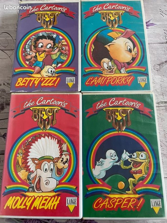 Lot de 4 VHS dessins animés vintage – “The Cartoon’s Best” (Éditions Lange)
