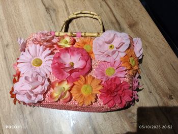 Sac avec anse bambou et fleur