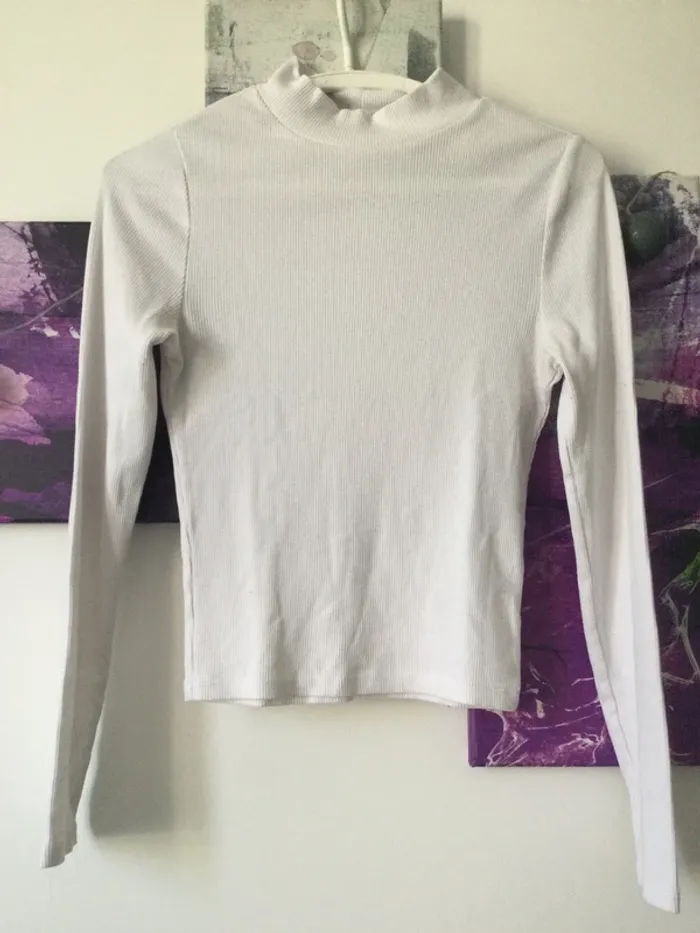 Haut manches longues blanc basique T xs - photo numéro 2