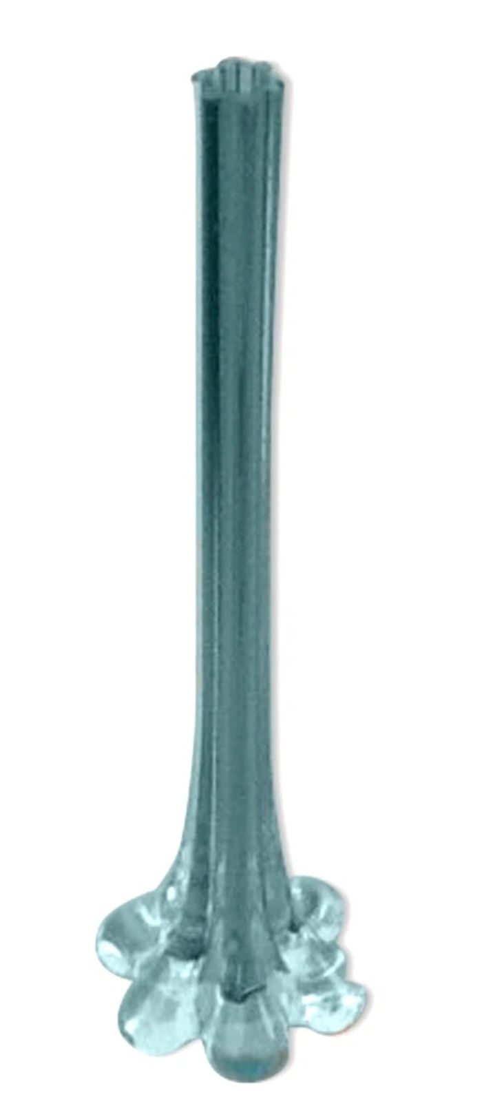 Années 1970 Vase soliflore " pied d' éléphant " Verre transparent / turquoise - photo numéro 8