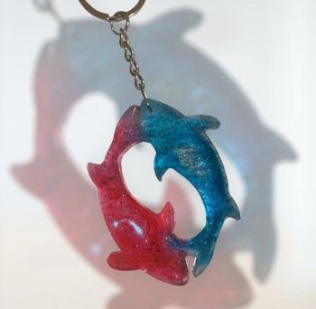 Porte clef signe astro poisson en résine