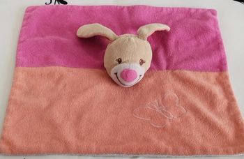 Doudou mouchoir lapin Rose et corail