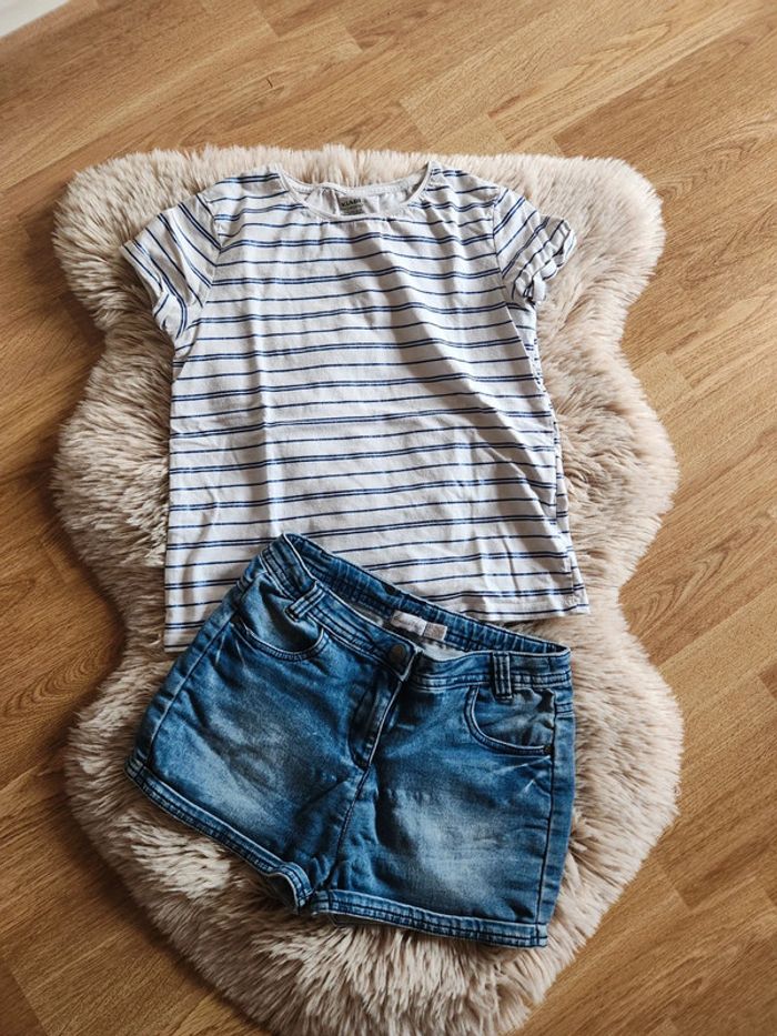 Ensemble tshirt + short en jean kiabi 10ans