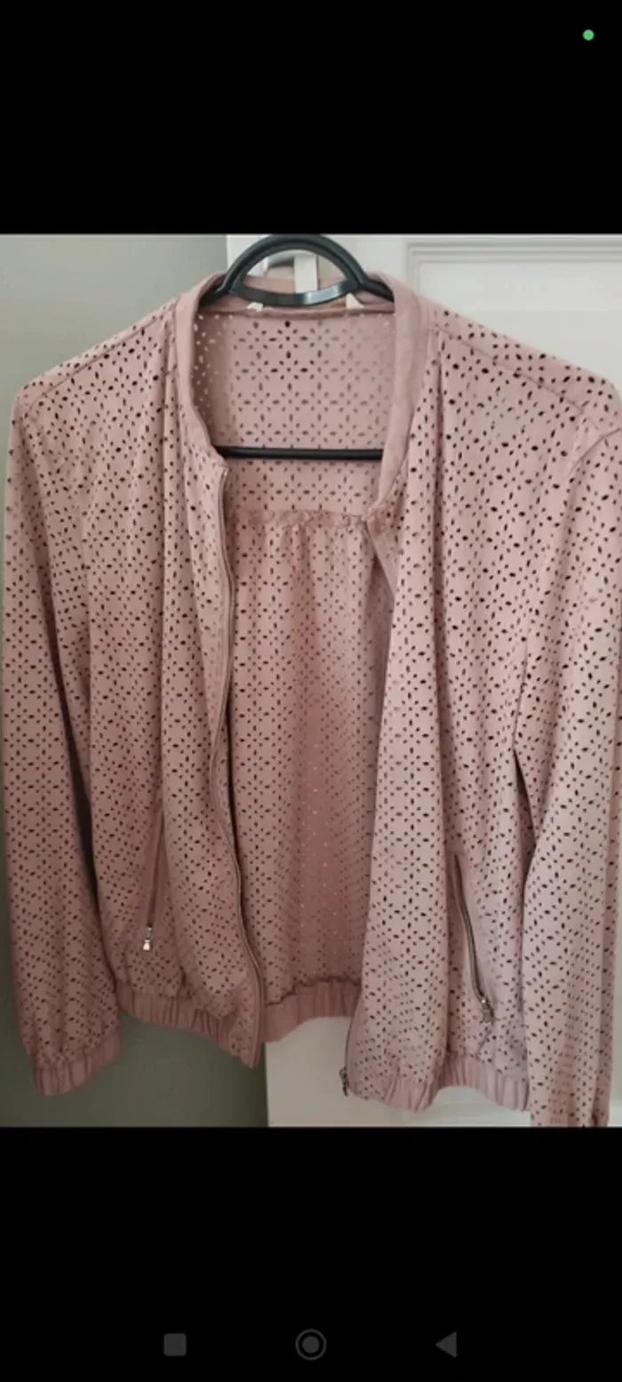 Veste en suédine rose ajourée Zara S - photo numéro 7
