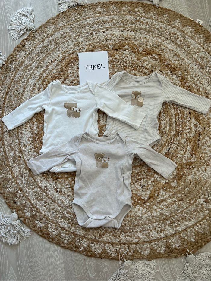Lot de 3 bodies col US manches longues Obaibi