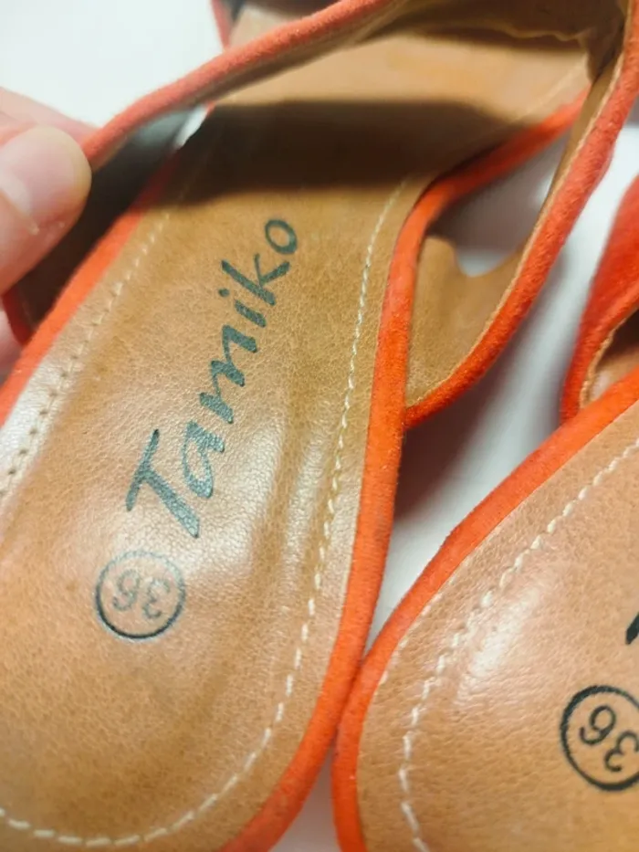 Mules orange suédées Tamiko talon carré taille 36 confort été tendance C069 - photo numéro 3