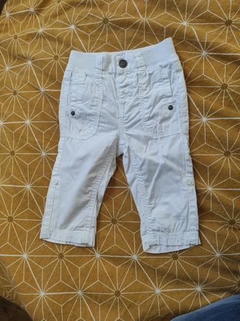 Pantalon toile blanc taille élastique