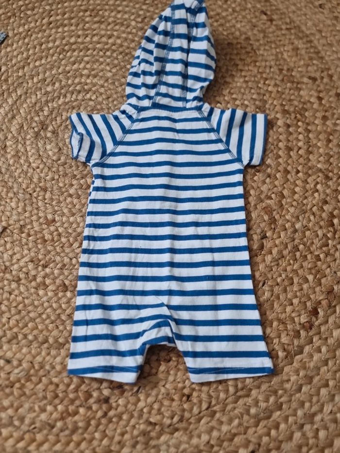 Combishort 6 mois rayé bleu et blanc brioche - photo numéro 5