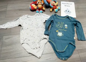 2 bodies manches longues grenouille 🐸 garçon 12 mois Petit Béguin