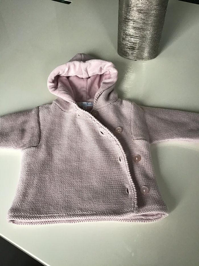 Manteau tricot doublé polaire 0-3 mois