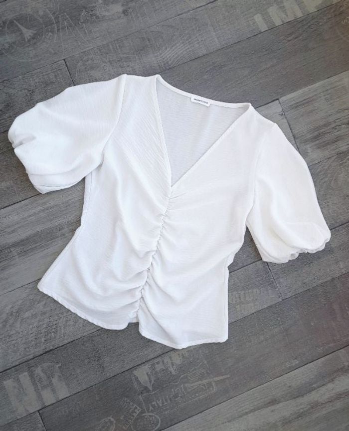 Top drapé à manches bouffantes, neuf - Cache Cache