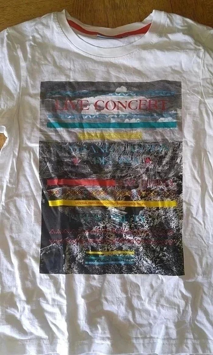 T-shirt Kiabi blanc et image live concert 12 ans - photo numéro 3