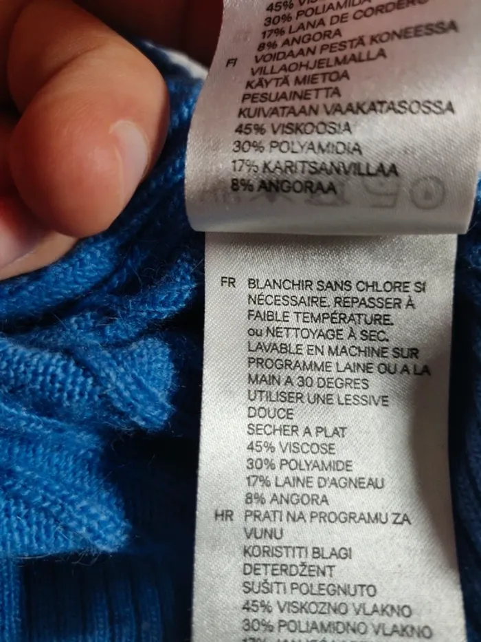 Pull col rond tressé/torsadé bleu clair H&M taille M - photo numéro 4