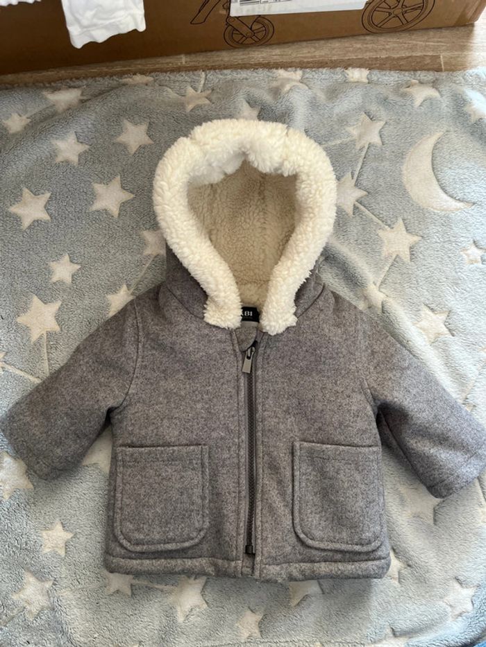 Manteau hiver polaire gris chiné