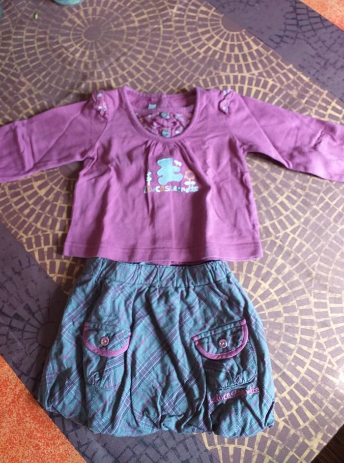Ensemble jupe et tee shirt fille 6 mois lulu castagnette