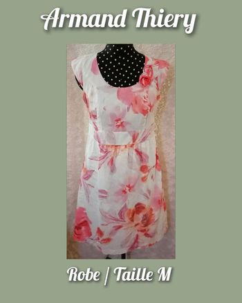Robe à fleurs blanc rose Armand Thiery Taille M