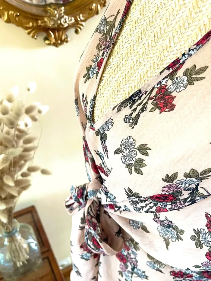 Sublime blouse chemise fluide chic fluide Haut Transparent Floral - photo numéro 18