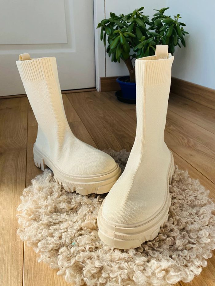 Bottine chaussettes crème 37 - photo numéro 3