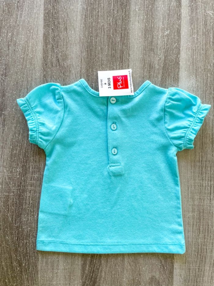 T-shirt bleu ciel à manches courtes bébé fille taille 3 mois - photo numéro 6