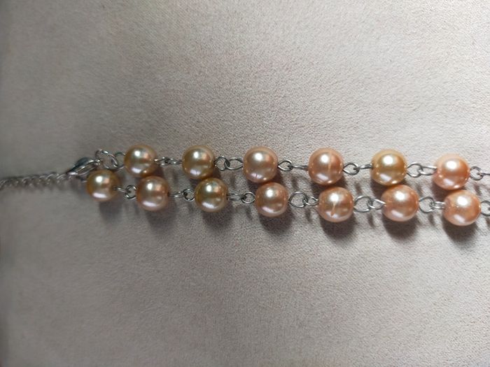 Collier perlé orangé nacré et perles imitation cristal – Tons chauds et élégance - photo numéro 3